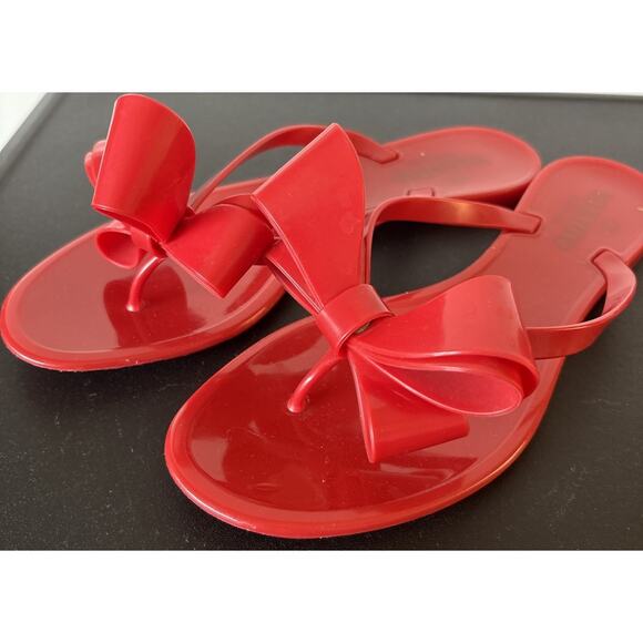 Valentino Garavani Red Jelly Rubber Bow Sandals, Size 38, US 7.5 - Picture 5 of 7